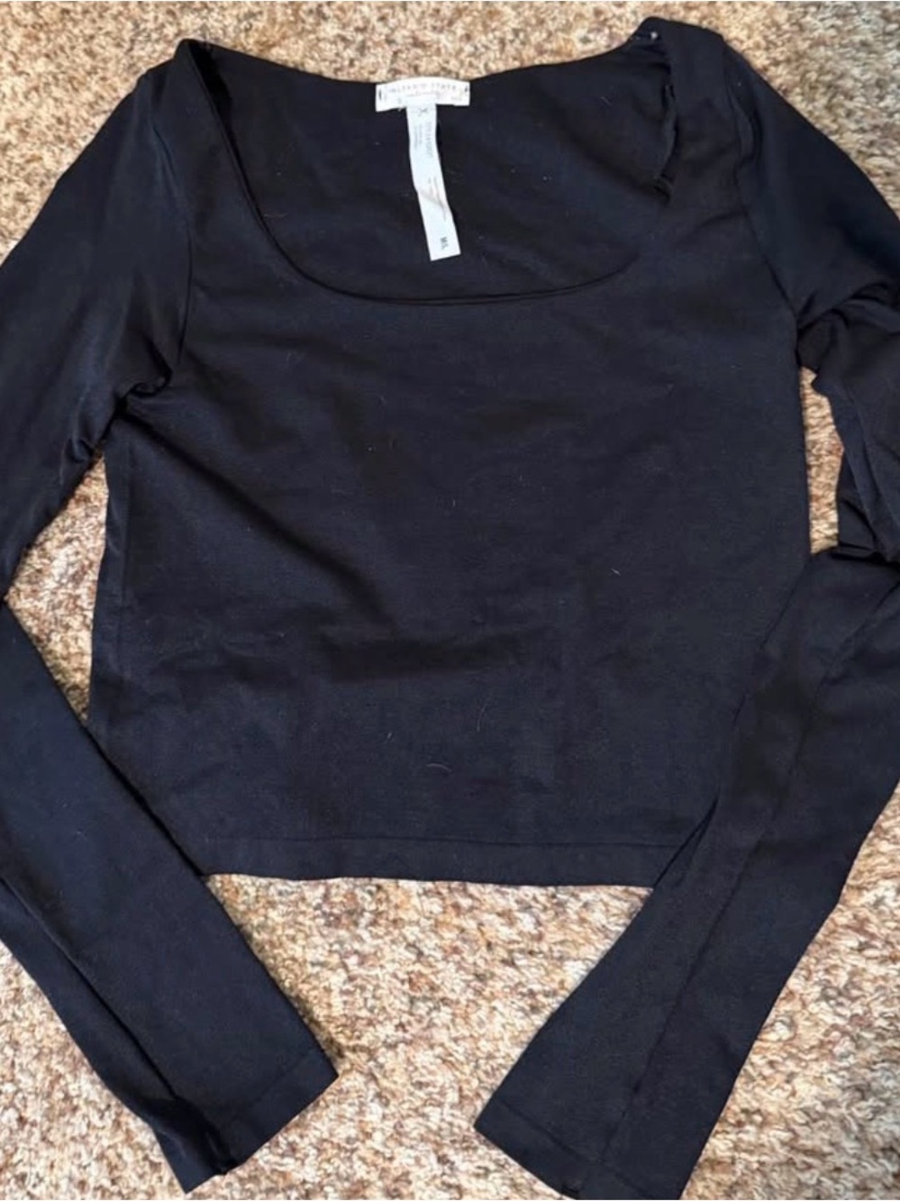 Altar'd State Black Long-Sleeve Scoop Neck Crop Top